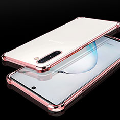 Custodia Silicone Trasparente Ultra Sottile Cover Morbida H04 per Samsung Galaxy Note 10 Plus Oro Rosa