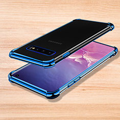 Custodia Silicone Trasparente Ultra Sottile Cover Morbida H04 per Samsung Galaxy S10 Blu