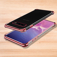 Custodia Silicone Trasparente Ultra Sottile Cover Morbida H04 per Samsung Galaxy S10 Oro Rosa