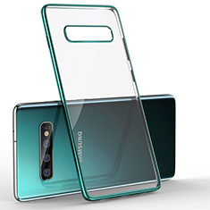 Custodia Silicone Trasparente Ultra Sottile Cover Morbida H04 per Samsung Galaxy S10 Plus Verde