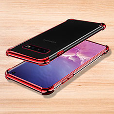 Custodia Silicone Trasparente Ultra Sottile Cover Morbida H04 per Samsung Galaxy S10 Rosso
