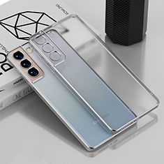 Custodia Silicone Trasparente Ultra Sottile Cover Morbida H04 per Samsung Galaxy S21 5G Argento