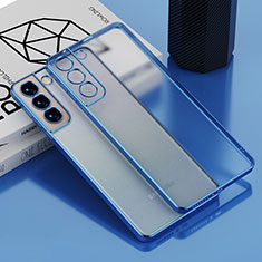 Custodia Silicone Trasparente Ultra Sottile Cover Morbida H04 per Samsung Galaxy S21 5G Blu