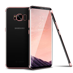 Custodia Silicone Trasparente Ultra Sottile Cover Morbida H04 per Samsung Galaxy S8 Plus Oro Rosa