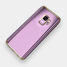 Custodia Silicone Trasparente Ultra Sottile Cover Morbida H04 per Samsung Galaxy S9 Oro