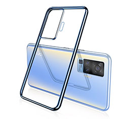 Custodia Silicone Trasparente Ultra Sottile Cover Morbida H04 per Vivo X50 Pro 5G Blu