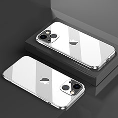 Custodia Silicone Trasparente Ultra Sottile Cover Morbida H05 per Apple iPhone 13 Mini Argento