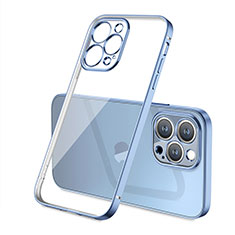 Custodia Silicone Trasparente Ultra Sottile Cover Morbida H05 per Apple iPhone 13 Pro Max Blu