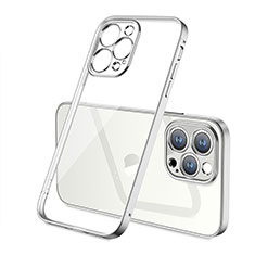 Custodia Silicone Trasparente Ultra Sottile Cover Morbida H05 per Apple iPhone 14 Pro Argento