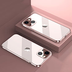 Custodia Silicone Trasparente Ultra Sottile Cover Morbida H05 per Apple iPhone 15 Plus Oro Rosa