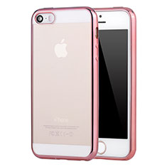 Custodia Silicone Trasparente Ultra Sottile Cover Morbida H05 per Apple iPhone SE Oro Rosa