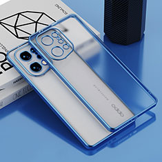 Custodia Silicone Trasparente Ultra Sottile Cover Morbida H05 per Oppo Find X5 5G Blu
