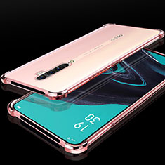 Custodia Silicone Trasparente Ultra Sottile Cover Morbida H05 per Oppo Reno2 Oro Rosa