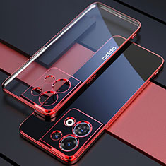Custodia Silicone Trasparente Ultra Sottile Cover Morbida H05 per Oppo Reno8 Pro 5G Rosso