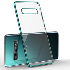 Custodia Silicone Trasparente Ultra Sottile Cover Morbida H05 per Samsung Galaxy S10 Verde