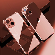 Custodia Silicone Trasparente Ultra Sottile Cover Morbida H06 per Apple iPhone 13 Mini Oro Rosa