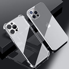 Custodia Silicone Trasparente Ultra Sottile Cover Morbida H06 per Apple iPhone 13 Pro Max Argento