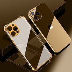 Custodia Silicone Trasparente Ultra Sottile Cover Morbida H06 per Apple iPhone 13 Pro Max Oro