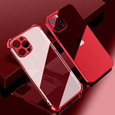 Custodia Silicone Trasparente Ultra Sottile Cover Morbida H06 per Apple iPhone 13 Pro Max Rosso