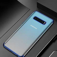 Custodia Silicone Trasparente Ultra Sottile Cover Morbida H06 per Samsung Galaxy S10 Plus Blu