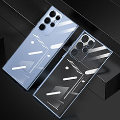 Custodia Silicone Trasparente Ultra Sottile Cover Morbida H06 per Samsung Galaxy S21 Ultra 5G Blu