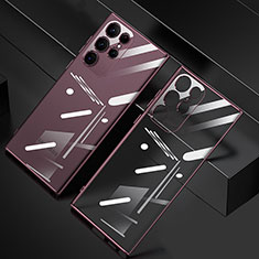 Custodia Silicone Trasparente Ultra Sottile Cover Morbida H06 per Samsung Galaxy S21 Ultra 5G Oro Rosa