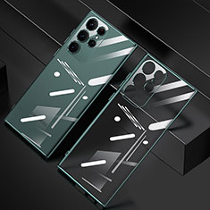 Custodia Silicone Trasparente Ultra Sottile Cover Morbida H06 per Samsung Galaxy S21 Ultra 5G Verde