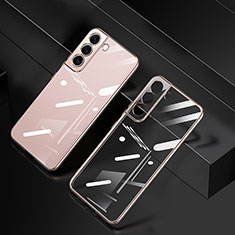 Custodia Silicone Trasparente Ultra Sottile Cover Morbida H06 per Samsung Galaxy S22 Plus 5G Oro Rosa