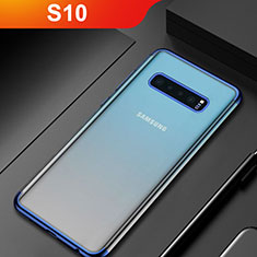 Custodia Silicone Trasparente Ultra Sottile Cover Morbida H07 per Samsung Galaxy S10 Blu