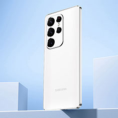 Custodia Silicone Trasparente Ultra Sottile Cover Morbida H07 per Samsung Galaxy S21 Ultra 5G Argento
