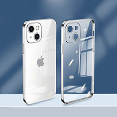 Custodia Silicone Trasparente Ultra Sottile Cover Morbida H08 per Apple iPhone 13 Mini Argento