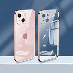Custodia Silicone Trasparente Ultra Sottile Cover Morbida H08 per Apple iPhone 13 Oro Rosa