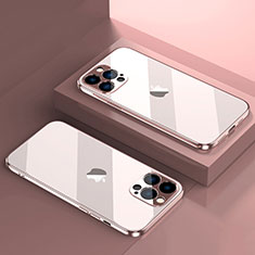 Custodia Silicone Trasparente Ultra Sottile Cover Morbida H08 per Apple iPhone 13 Pro Max Oro Rosa