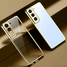 Custodia Silicone Trasparente Ultra Sottile Cover Morbida H08 per Samsung Galaxy S22 5G Oro
