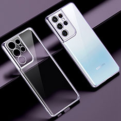 Custodia Silicone Trasparente Ultra Sottile Cover Morbida H08 per Samsung Galaxy S22 Ultra 5G Viola