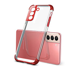 Custodia Silicone Trasparente Ultra Sottile Cover Morbida H09 per Samsung Galaxy S21 5G Rosso