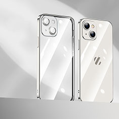 Custodia Silicone Trasparente Ultra Sottile Cover Morbida H10 per Apple iPhone 14 Argento