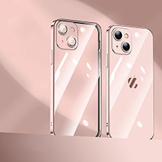 Custodia Silicone Trasparente Ultra Sottile Cover Morbida H10 per Apple iPhone 14 Plus Oro Rosa