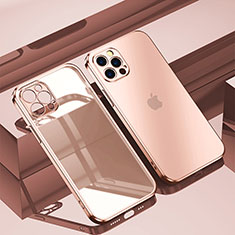 Custodia Silicone Trasparente Ultra Sottile Cover Morbida H11 per Apple iPhone 13 Pro Max Oro Rosa