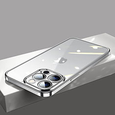 Custodia Silicone Trasparente Ultra Sottile Cover Morbida H12 per Apple iPhone 13 Pro Max Argento