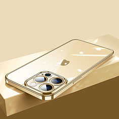 Custodia Silicone Trasparente Ultra Sottile Cover Morbida H12 per Apple iPhone 13 Pro Max Oro