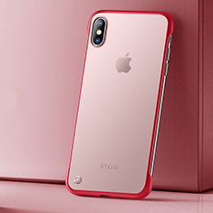 Custodia Silicone Trasparente Ultra Sottile Cover Morbida HT01 per Apple iPhone X Rosso