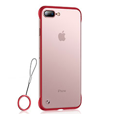 Custodia Silicone Trasparente Ultra Sottile Cover Morbida HT02 per Apple iPhone 8 Plus Rosso