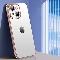 Custodia Silicone Trasparente Ultra Sottile Cover Morbida LD1 per Apple iPhone 14 Plus Oro Rosa