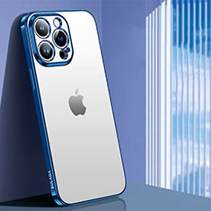 Custodia Silicone Trasparente Ultra Sottile Cover Morbida LD1 per Apple iPhone 14 Pro Blu