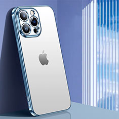 Custodia Silicone Trasparente Ultra Sottile Cover Morbida LD1 per Apple iPhone 14 Pro Max Cielo Blu