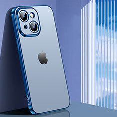 Custodia Silicone Trasparente Ultra Sottile Cover Morbida LD1 per Apple iPhone 15 Plus Blu