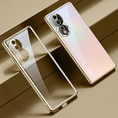 Custodia Silicone Trasparente Ultra Sottile Cover Morbida LD1 per Huawei Honor 80 5G Oro