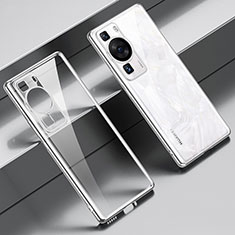 Custodia Silicone Trasparente Ultra Sottile Cover Morbida LD1 per Huawei P60 Pro Argento