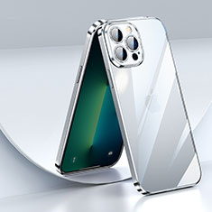 Custodia Silicone Trasparente Ultra Sottile Cover Morbida LD2 per Apple iPhone 13 Pro Argento